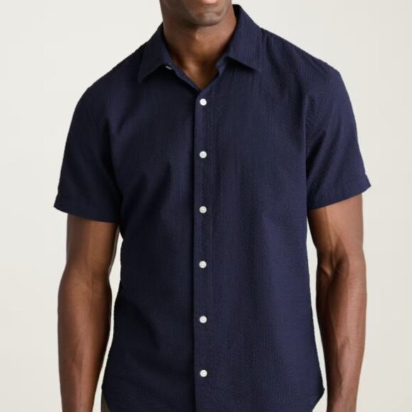 Bonobos Riviera short-sleeve in Blue Black Seersucker Check - Picture 9 of 10